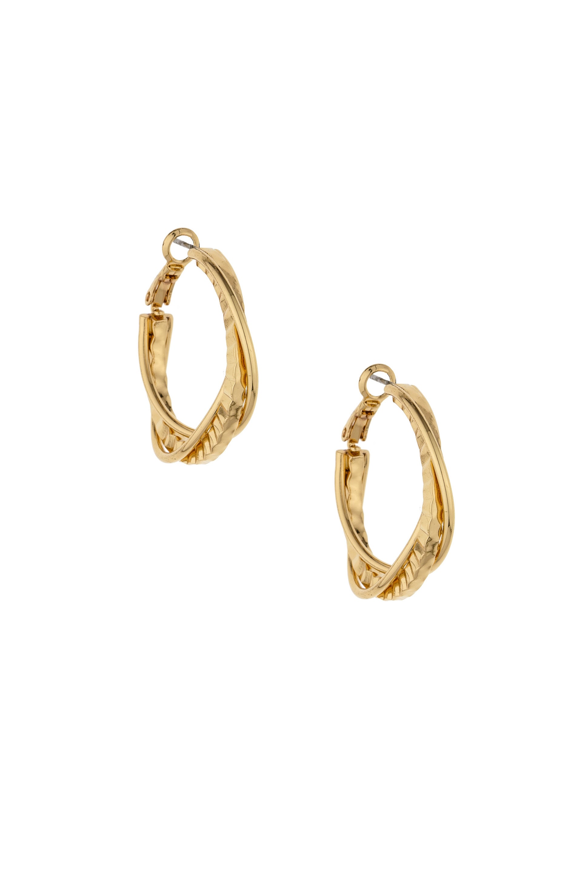 Twisted Golden 18k Gold Plated Hoops front