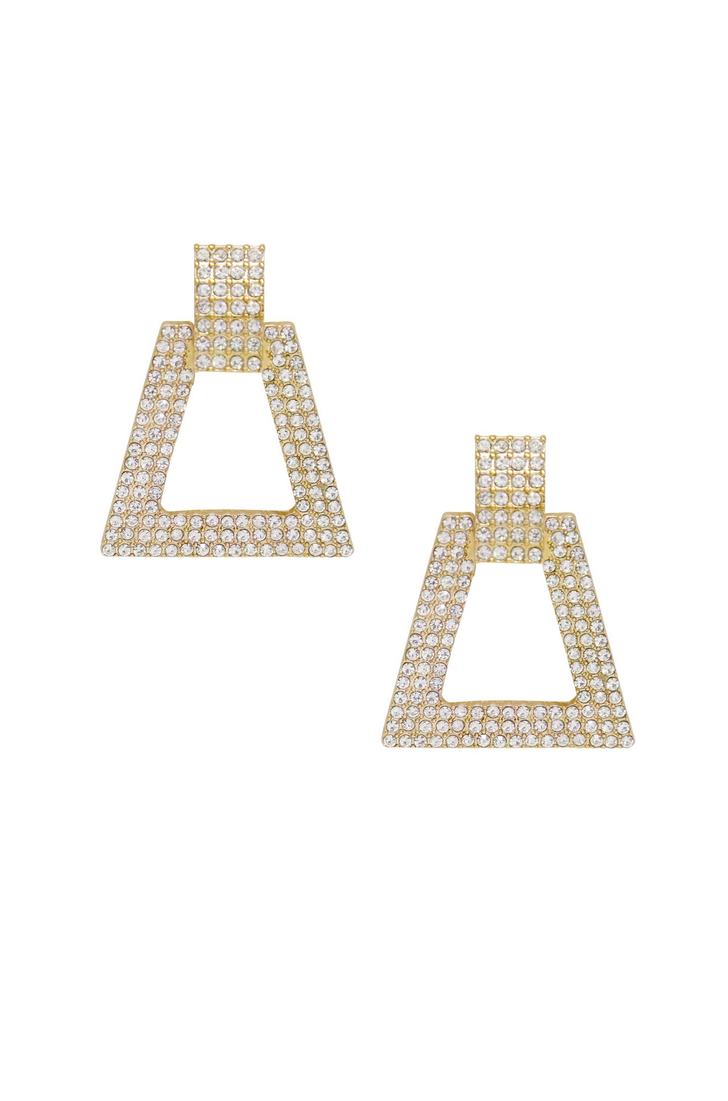Crystal Bell Drop 18k Gold Plated Earrings on white