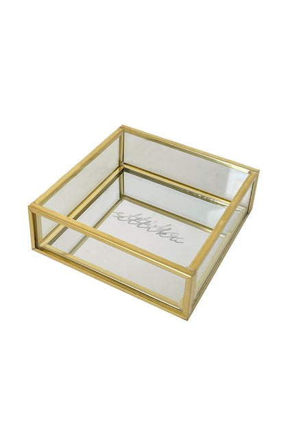 Small Square Mirror Bottom Jewelry and Display Box on white