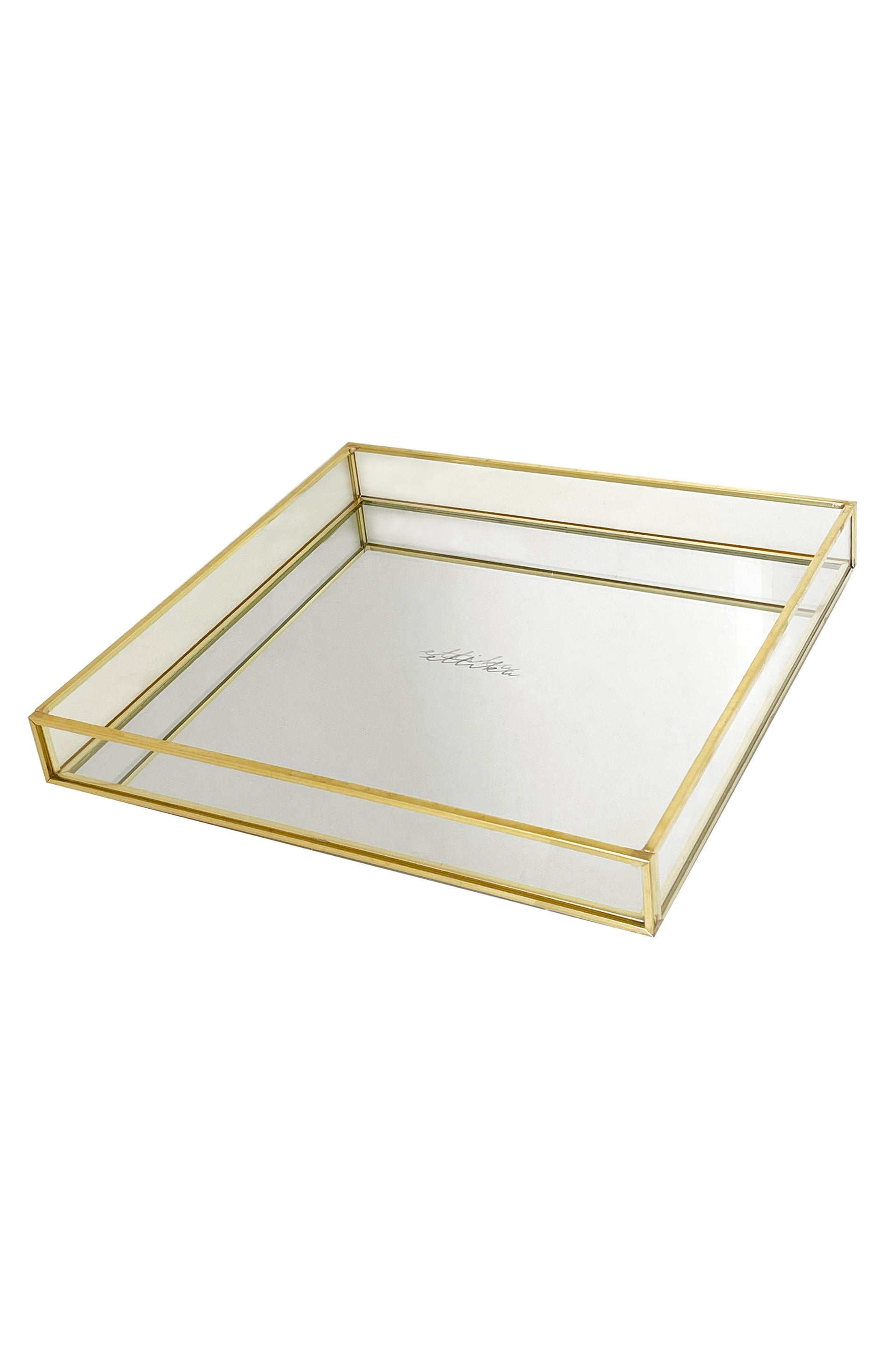 Large Square Mirror Bottom Jewelry and Display Tray on white