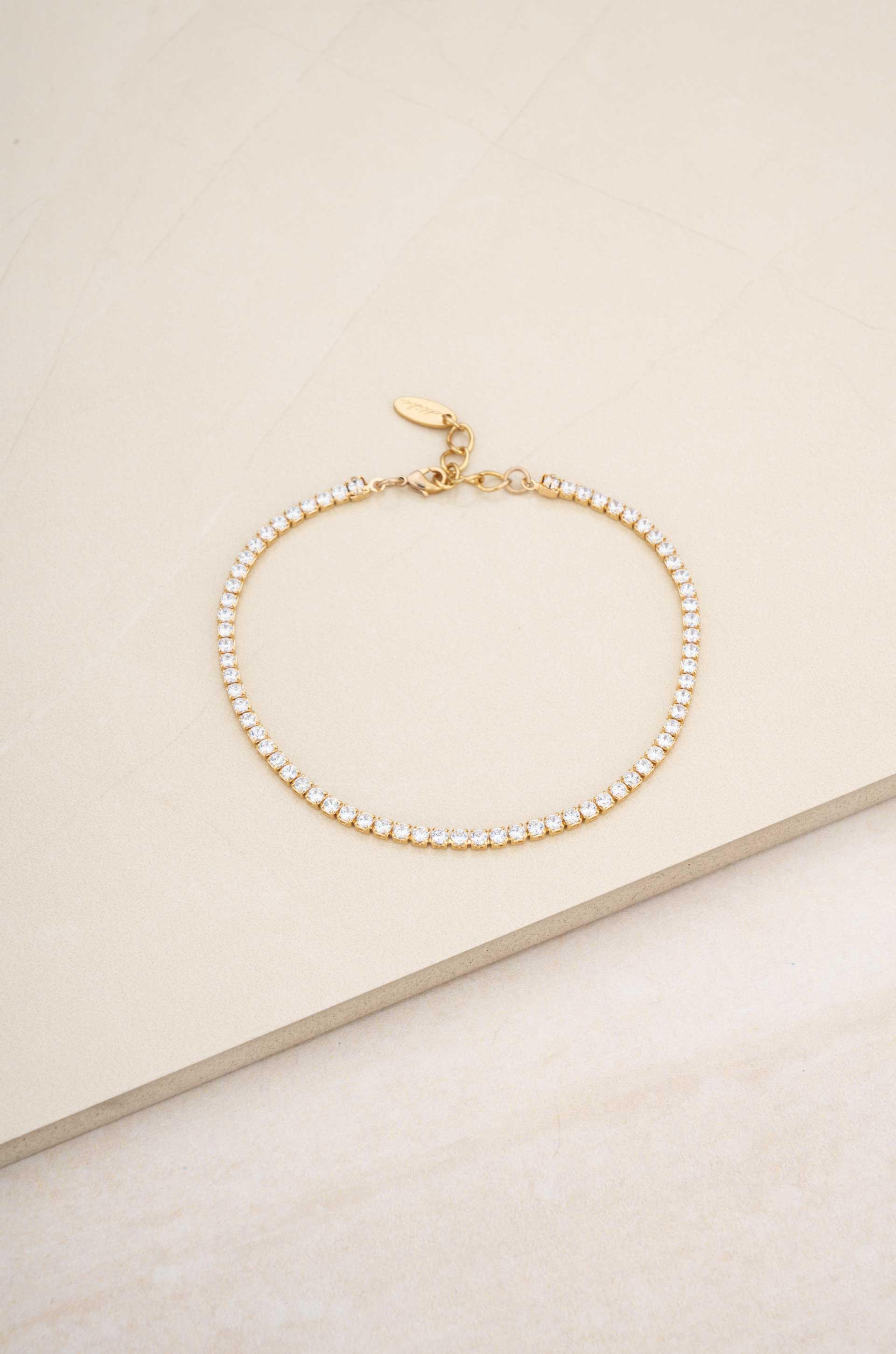 Single Crystal Band 18k Gold Plated Anklet