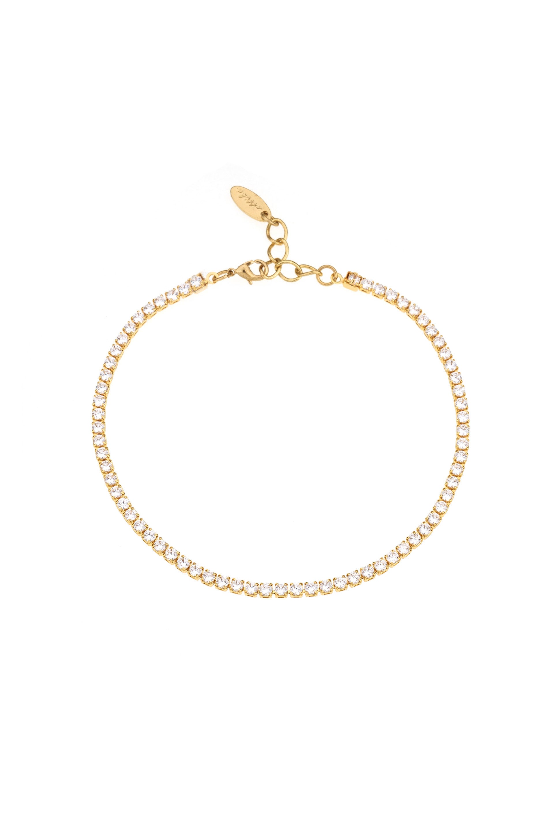 Single Crystal Band 18k Gold Plated Anklet on white