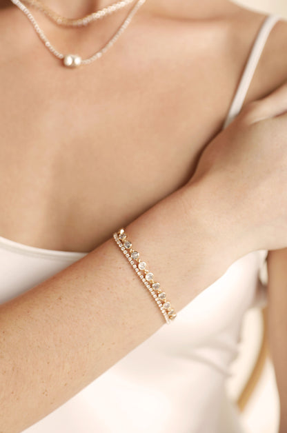 Everyday Crystal 18k Gold Plated Link Bracelet on model
