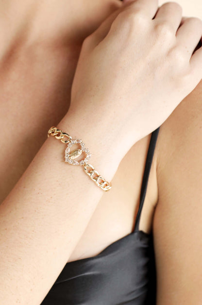 Faith and Love 18k Gold Plated Bracelet on model