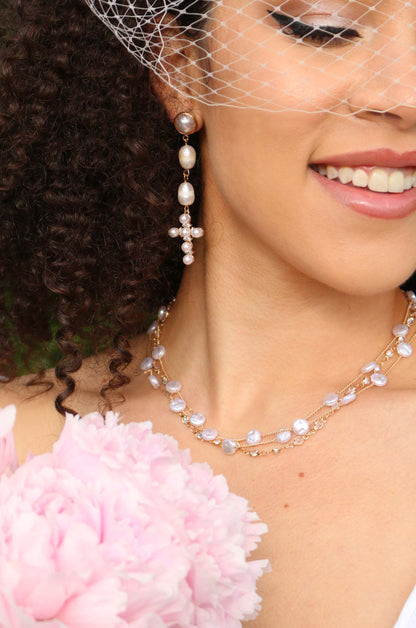 Dressed in Pearls Layered Necklace on model 2