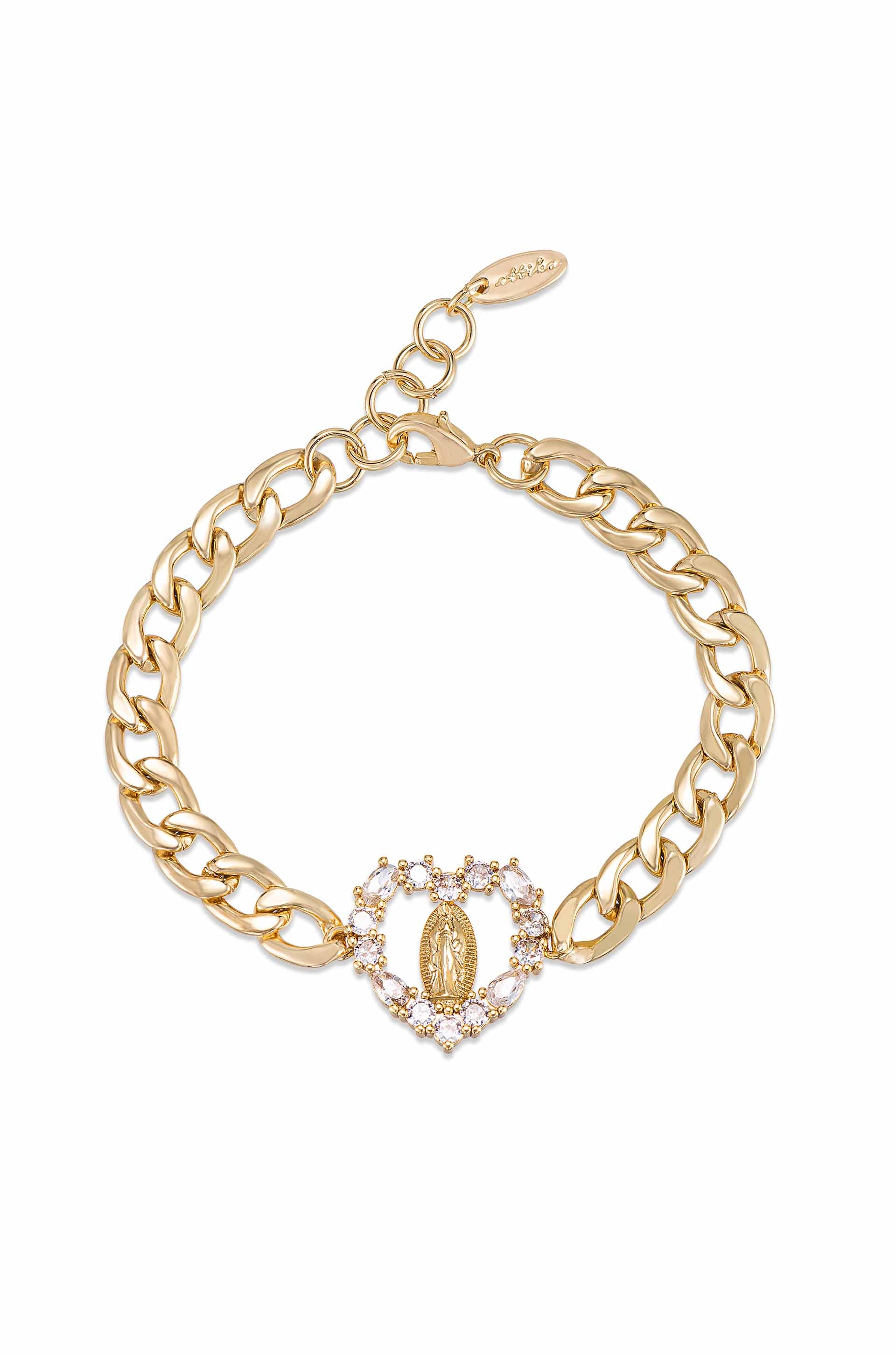 Faith and Love 18k Gold Plated Bracelet on white