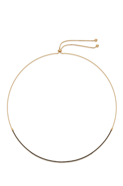 Adjustable Box Chain 18k Gold Plated Choker in black