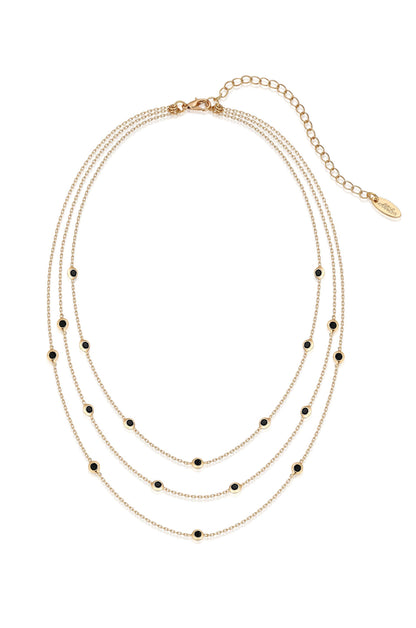Perfect Crystal Dotted 18k Gold Plated Layered Necklace