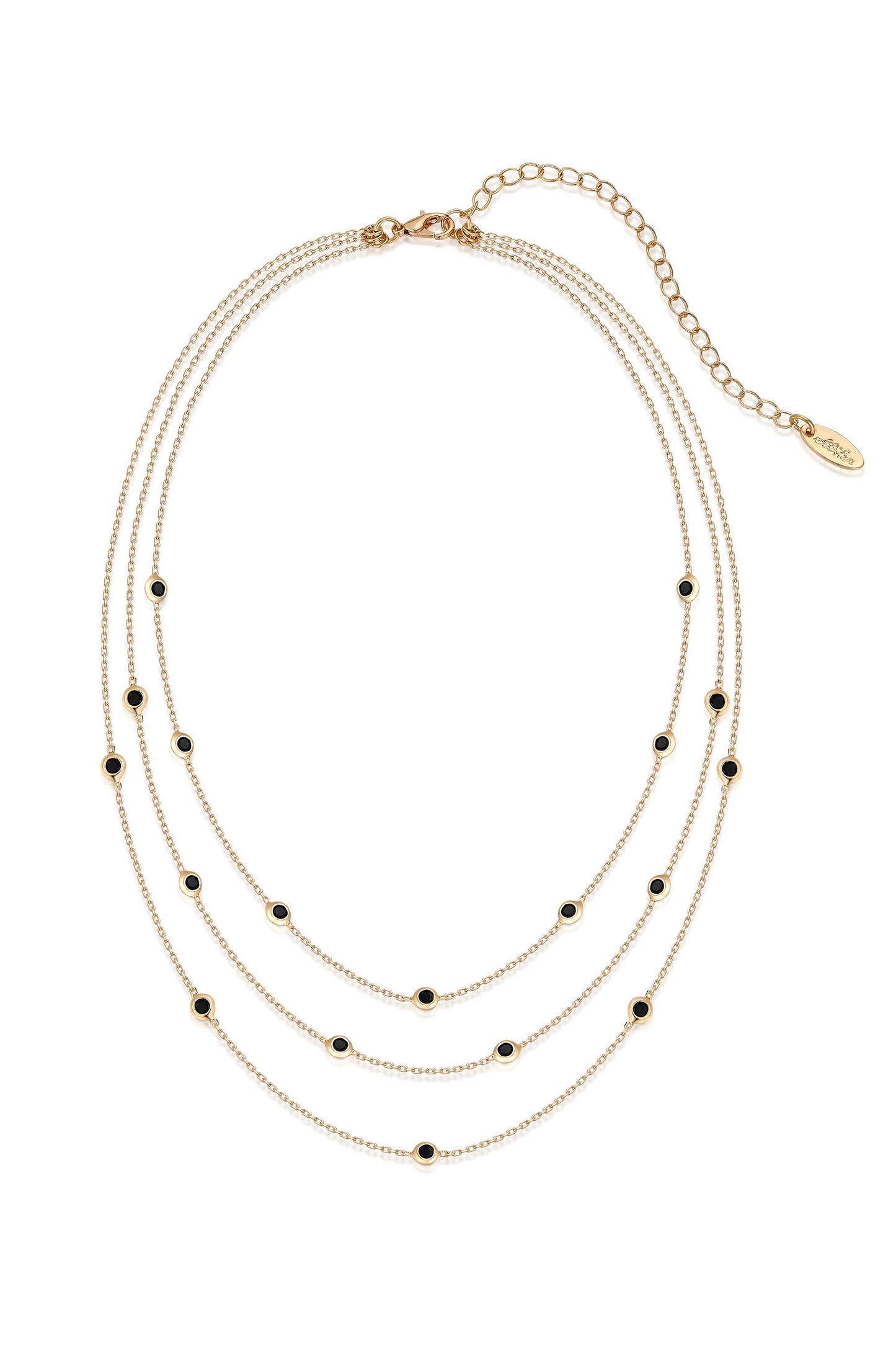 Perfect Crystal Dotted 18k Gold Plated Layered Necklace full