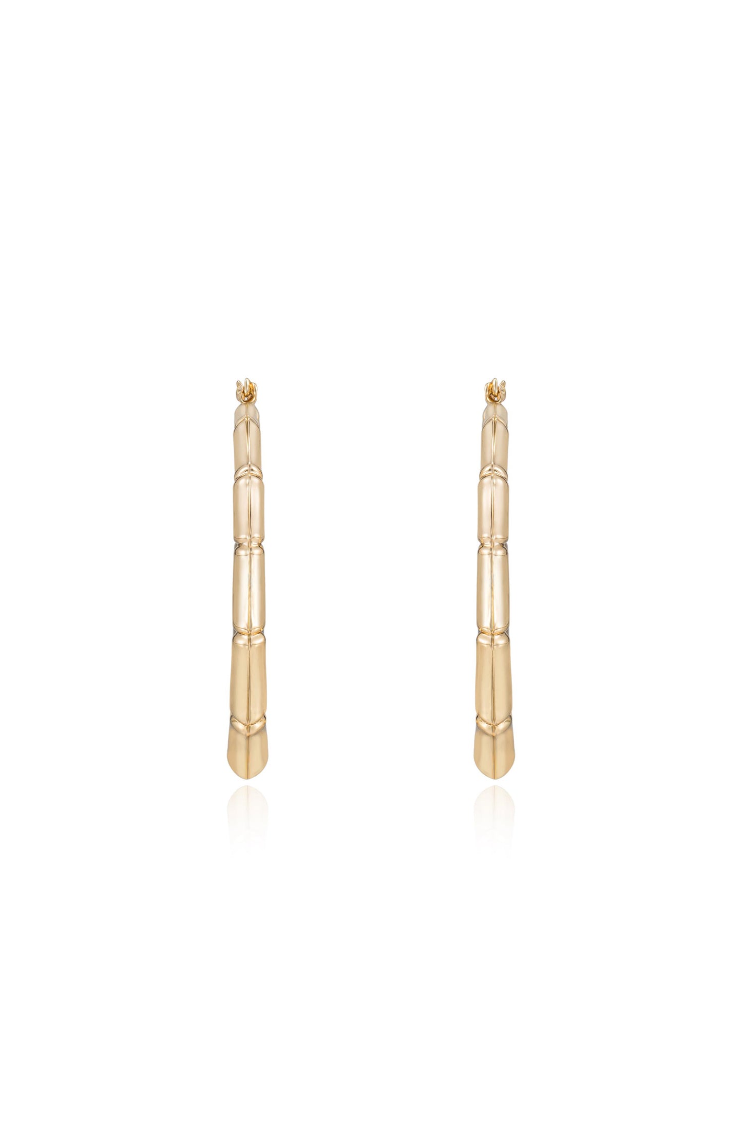 Bamboo 18kt Gold Plated Hoop Earrings on white front view