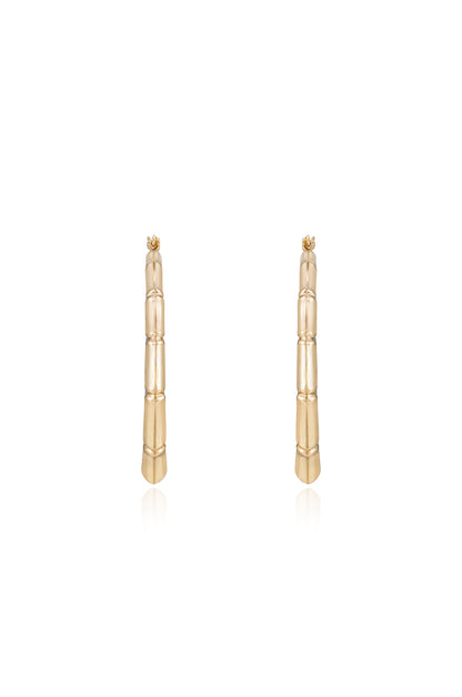 Bamboo 18kt Gold Plated Hoop Earrings on white front view