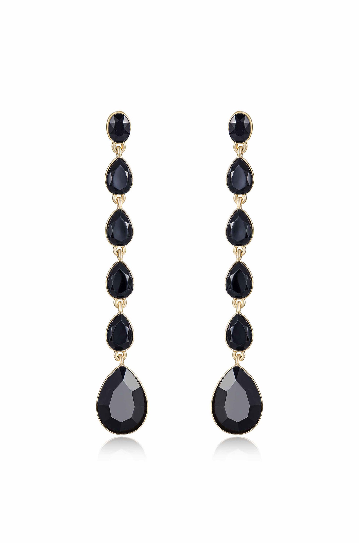 Crystallized Drop 18k Gold Plated Earrings in black
