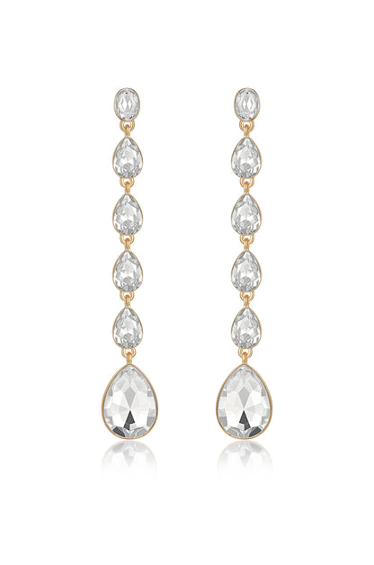Crystallized Drop 18k Gold Plated Earrings in clear