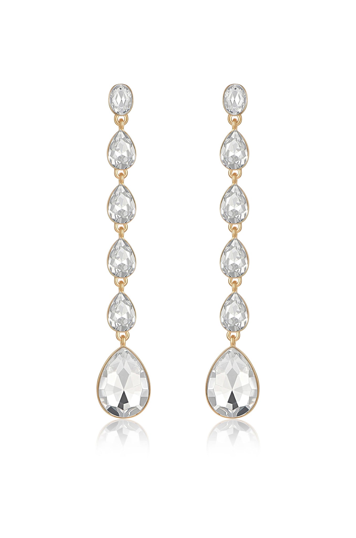Crystallized Drop 18k Gold Plated Earrings in clear