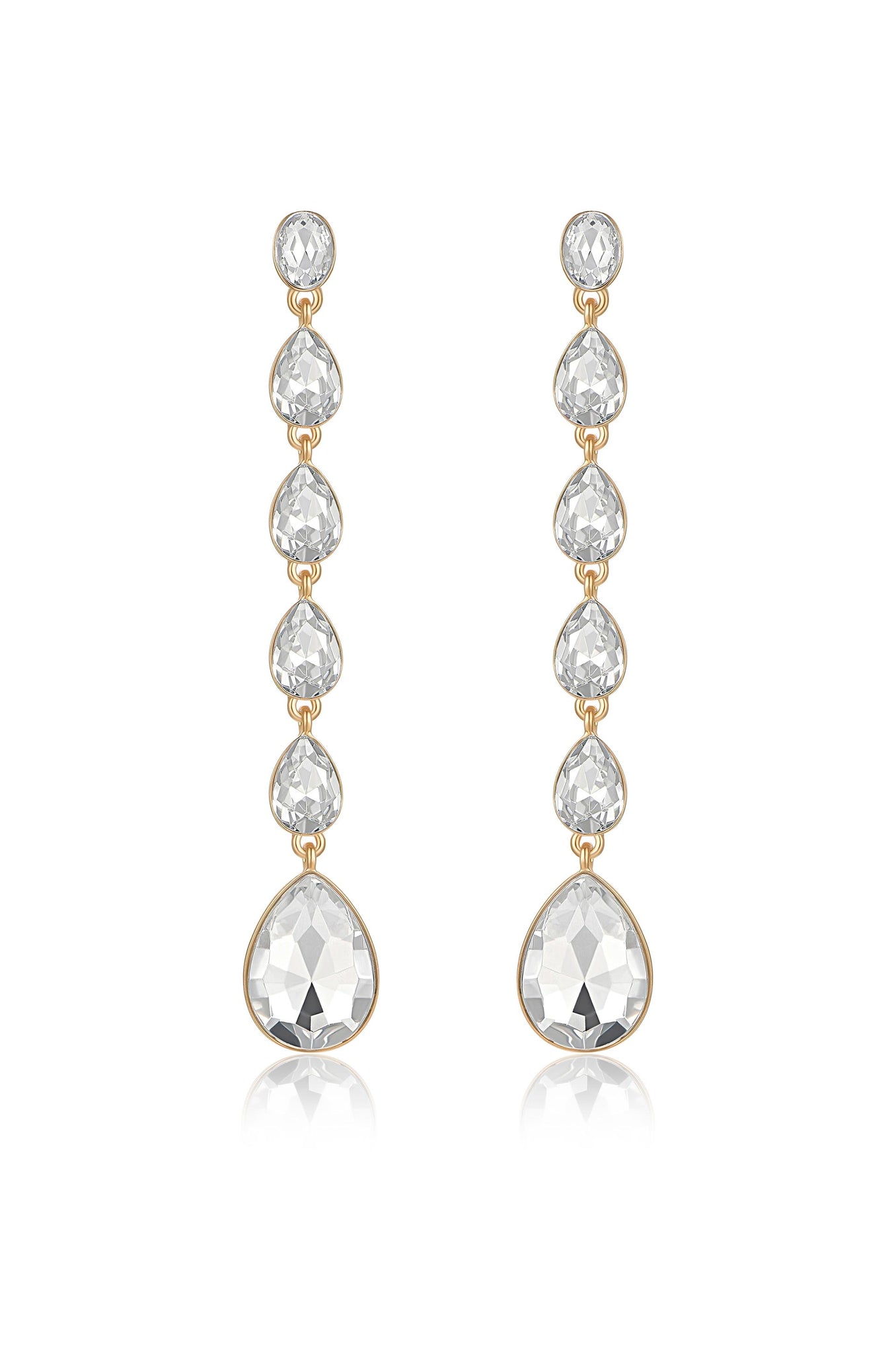 Crystallized Drop 18k Gold Plated Earrings in clear
