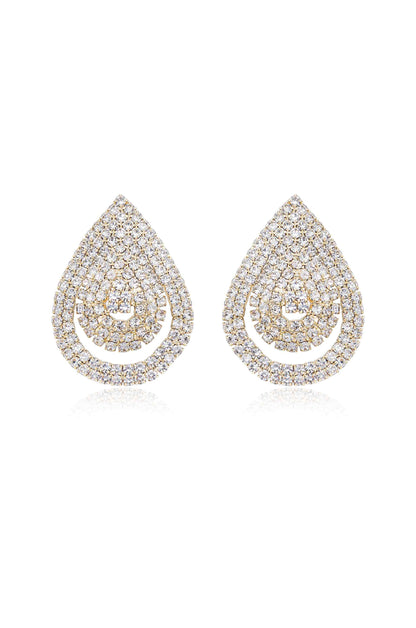 Sparkle Teardrop 18k Gold Plated Stud Earrings on white