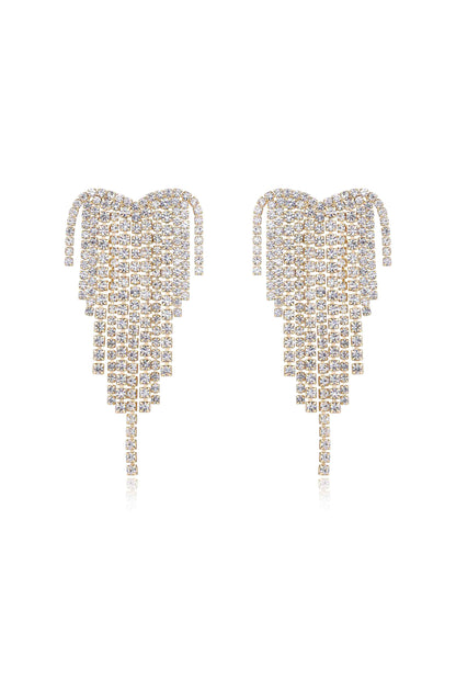 Gala Crystal Fringe 18k Gold Plated Earrings on white