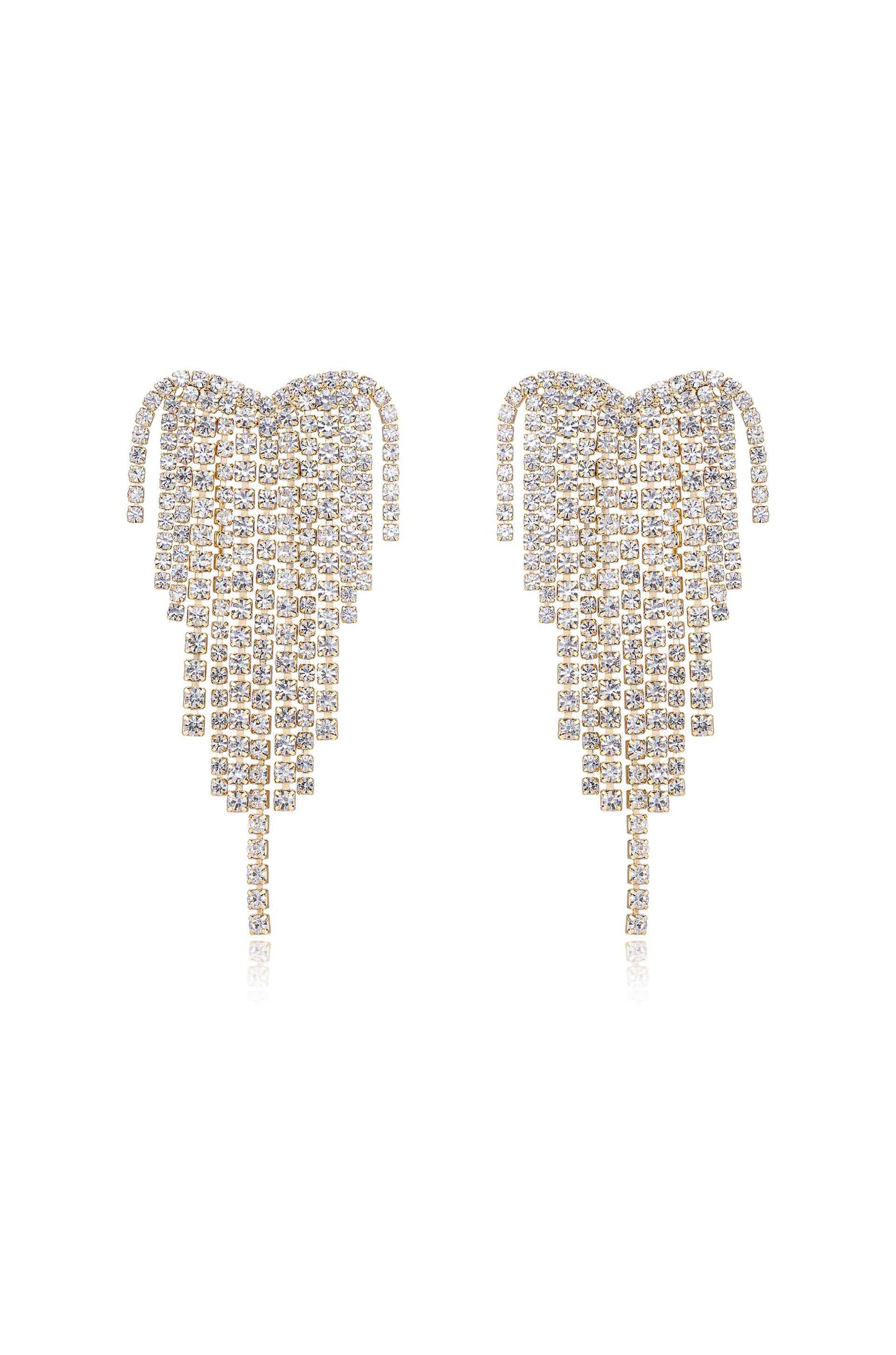 Gala Crystal Fringe 18k Gold Plated Earrings on white