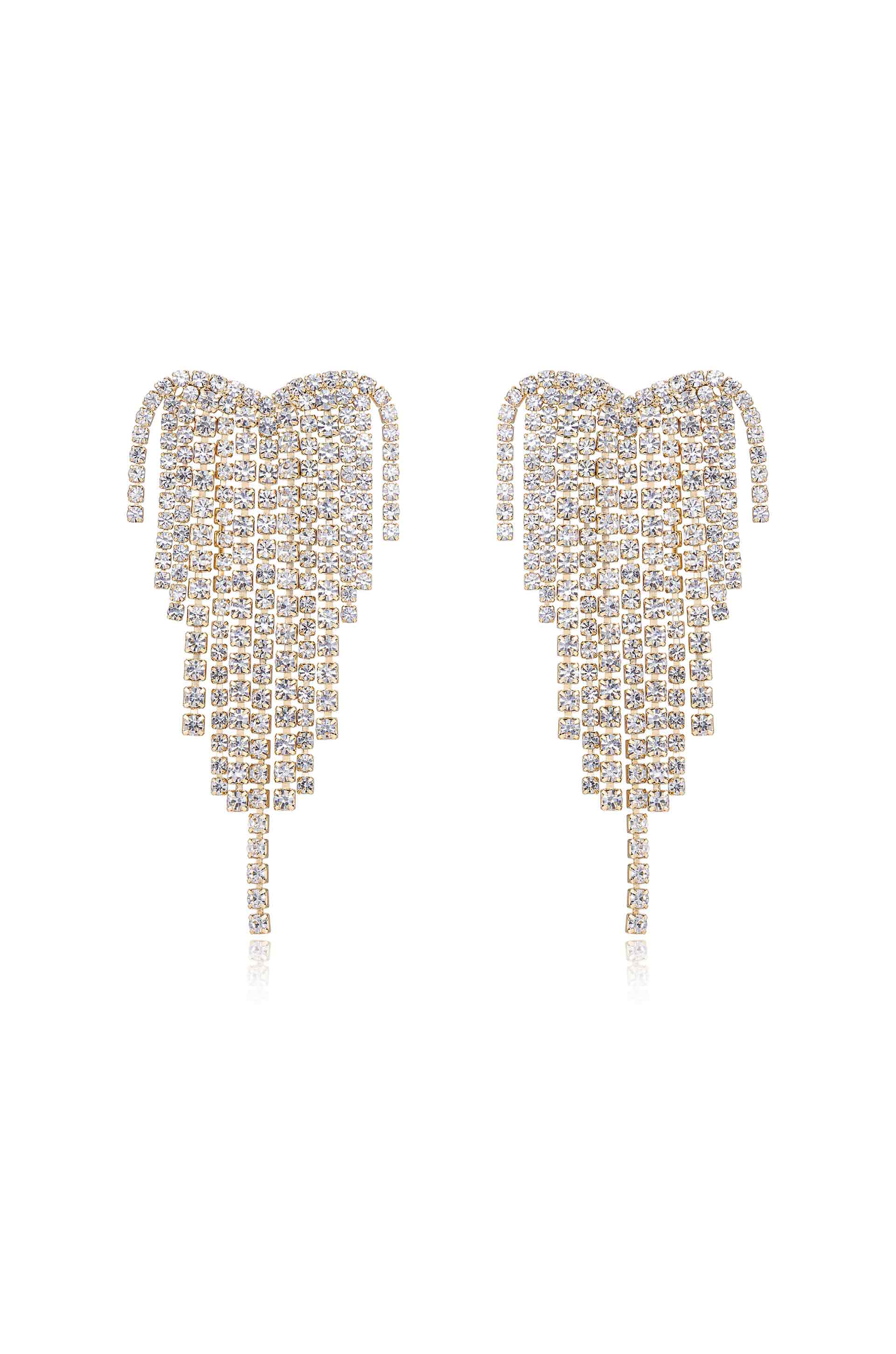Gala Crystal Fringe 18k Gold Plated Earrings on white