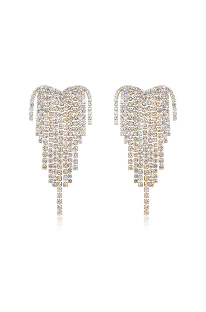 Gala Crystal Fringe 18k Gold Plated Earrings on white