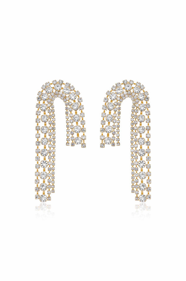 Crystal Arch Chain Statement Earrings