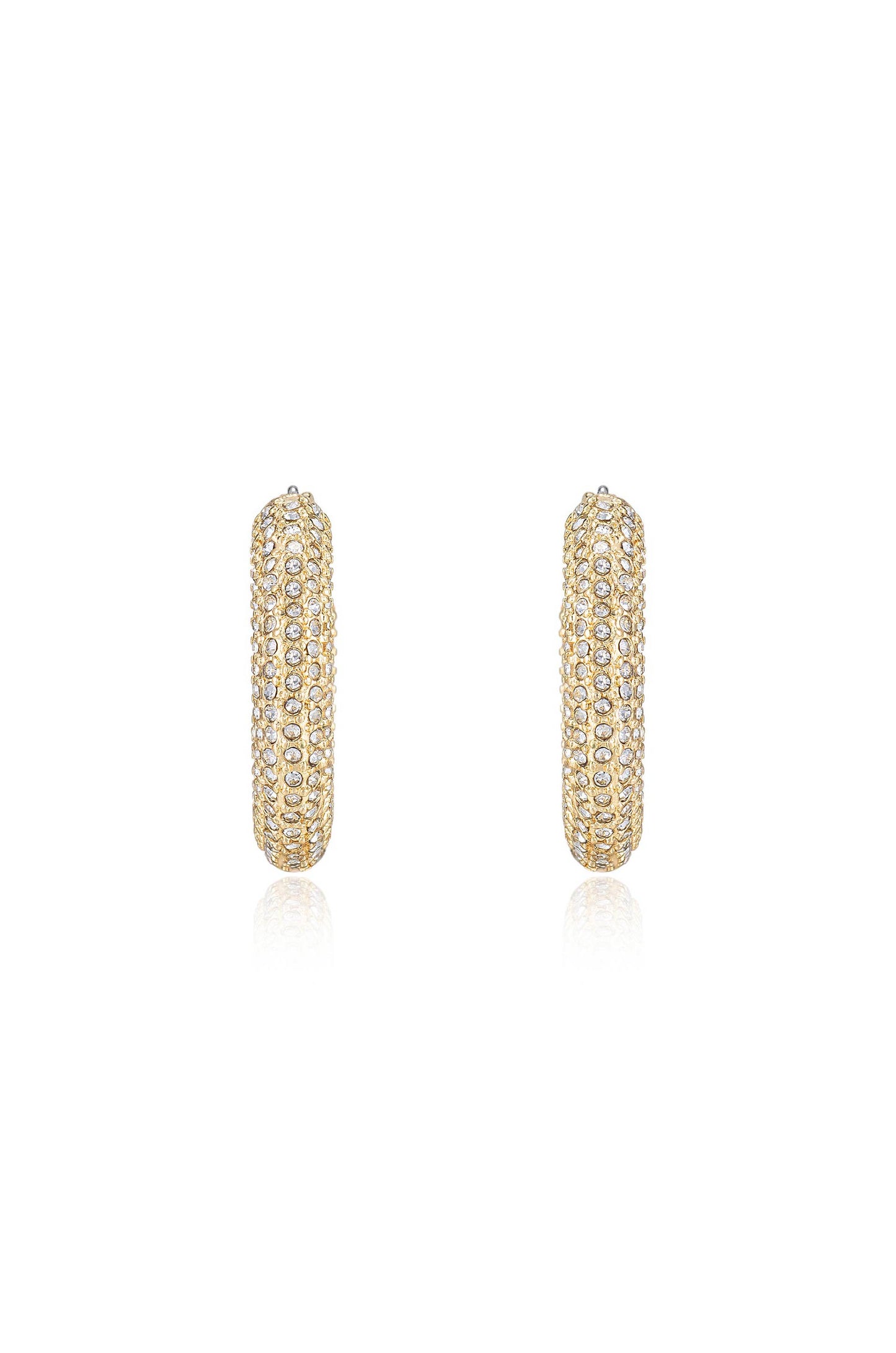 Sparkle Bits Mini Crystal 18k Gold Plated Hoops on white front