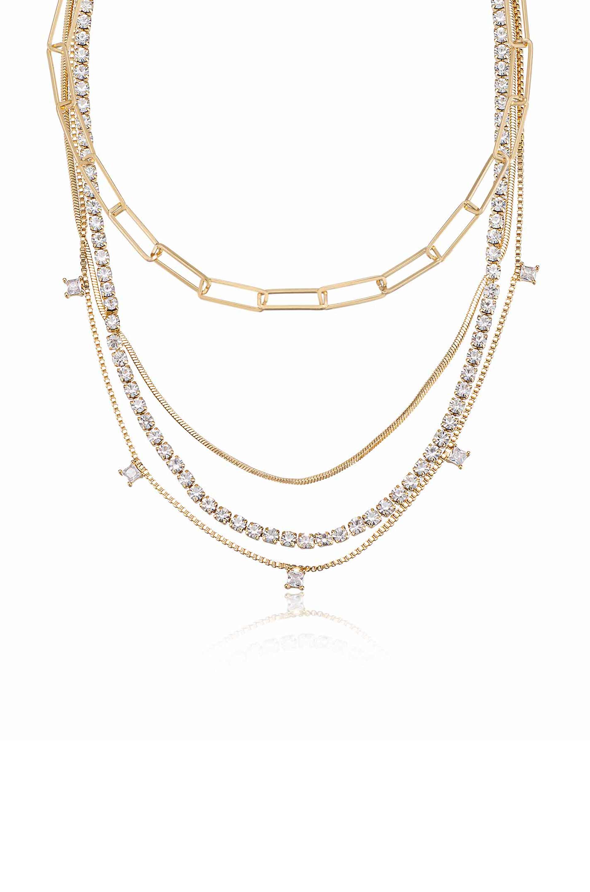 Mixed Chain Crystal Necklace Set