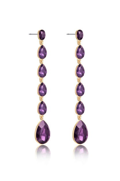 Crystallized Drop 18k Gold Plated Earrings in amethyst side view