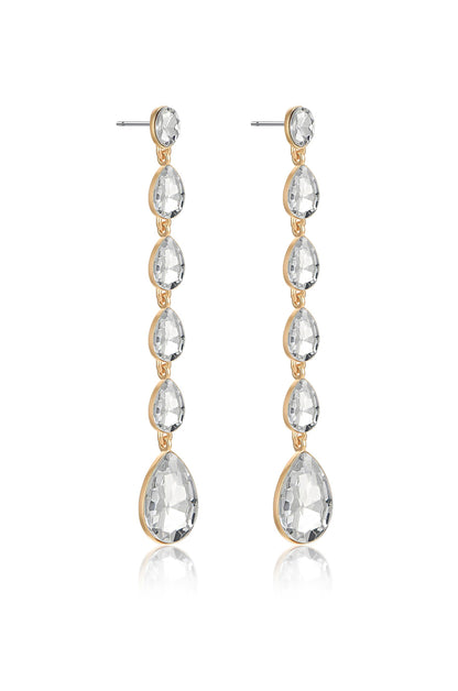 Crystallized Drop 18k Gold Plated Earrings in clear side