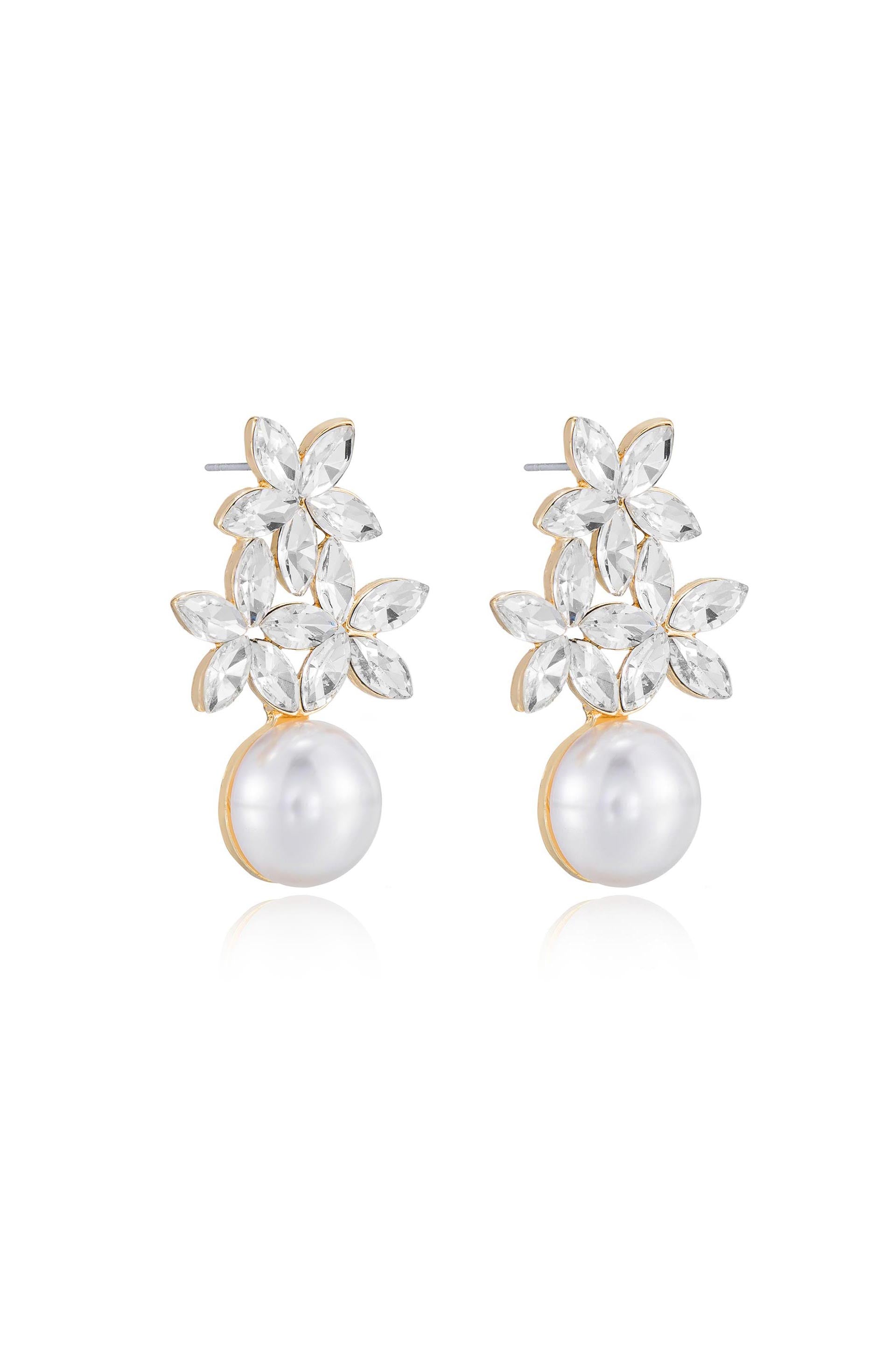 Best Day Crystal & Pearl Earrings in white