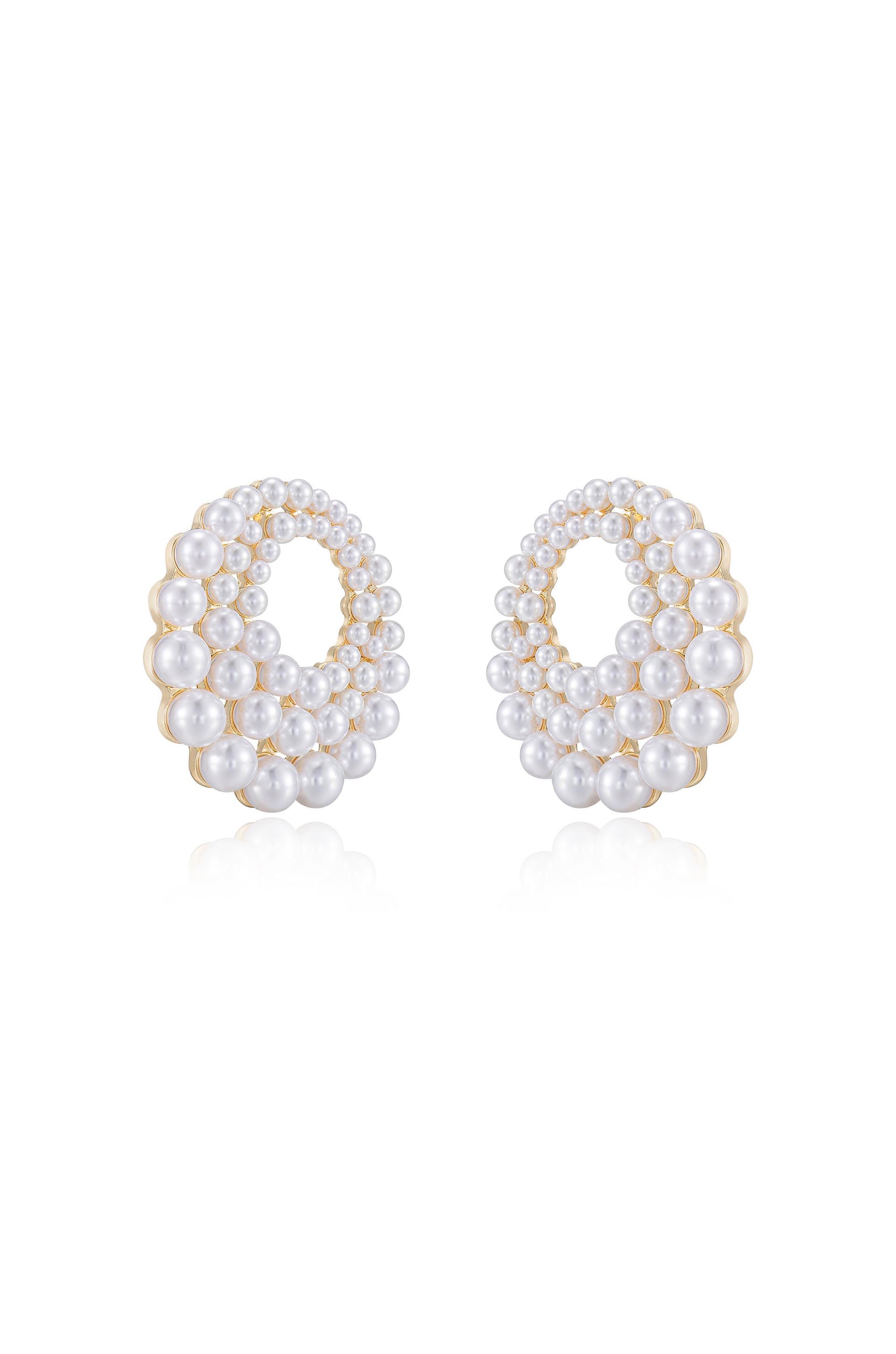 Blushing Pearl 18k Gold Plated Earrings on white side view