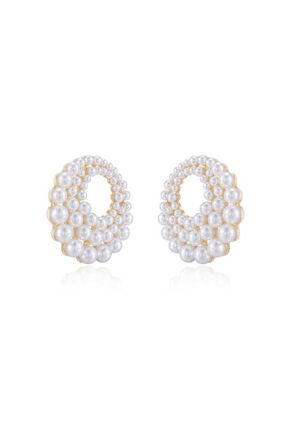Blushing Pearl 18k Gold Plated Earrings on white side view
