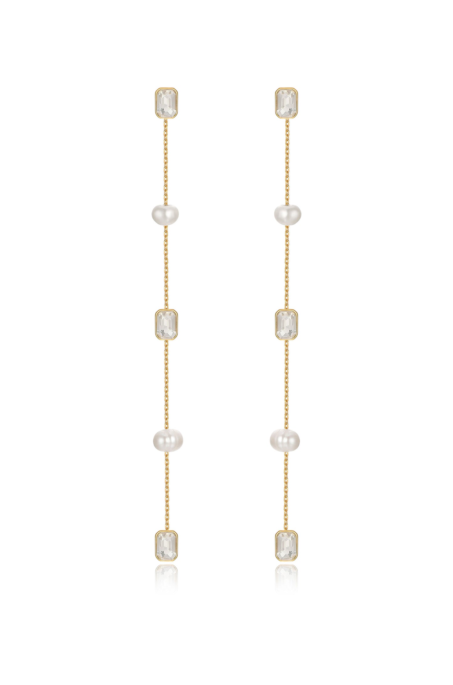 Pearl and Crystal Linear Drop Earrings