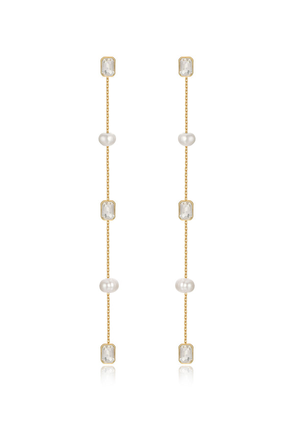 Pearl and Crystal Linear Earrings