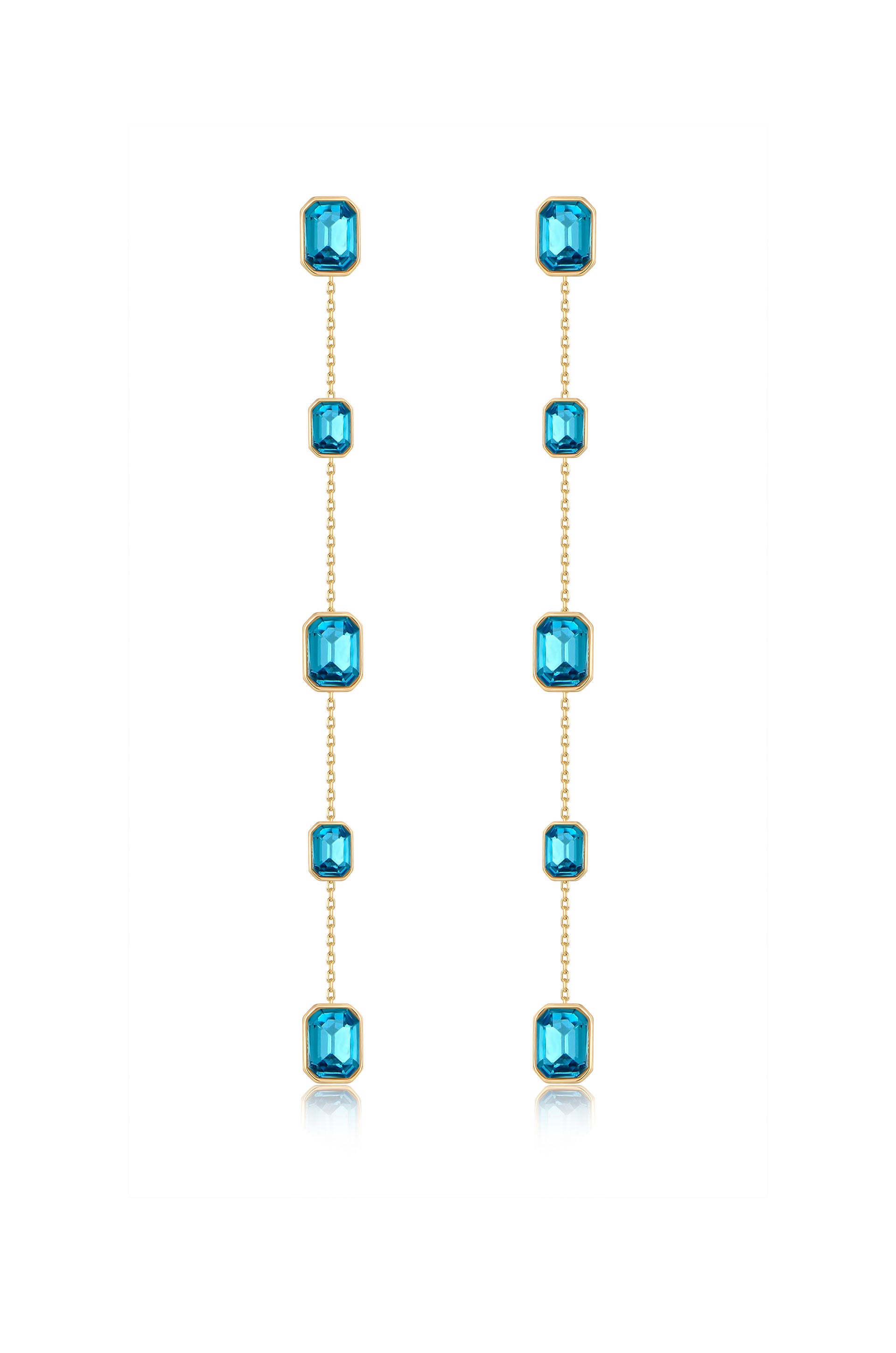 Iconic Crystal Dangle Earrings in aqua crystals