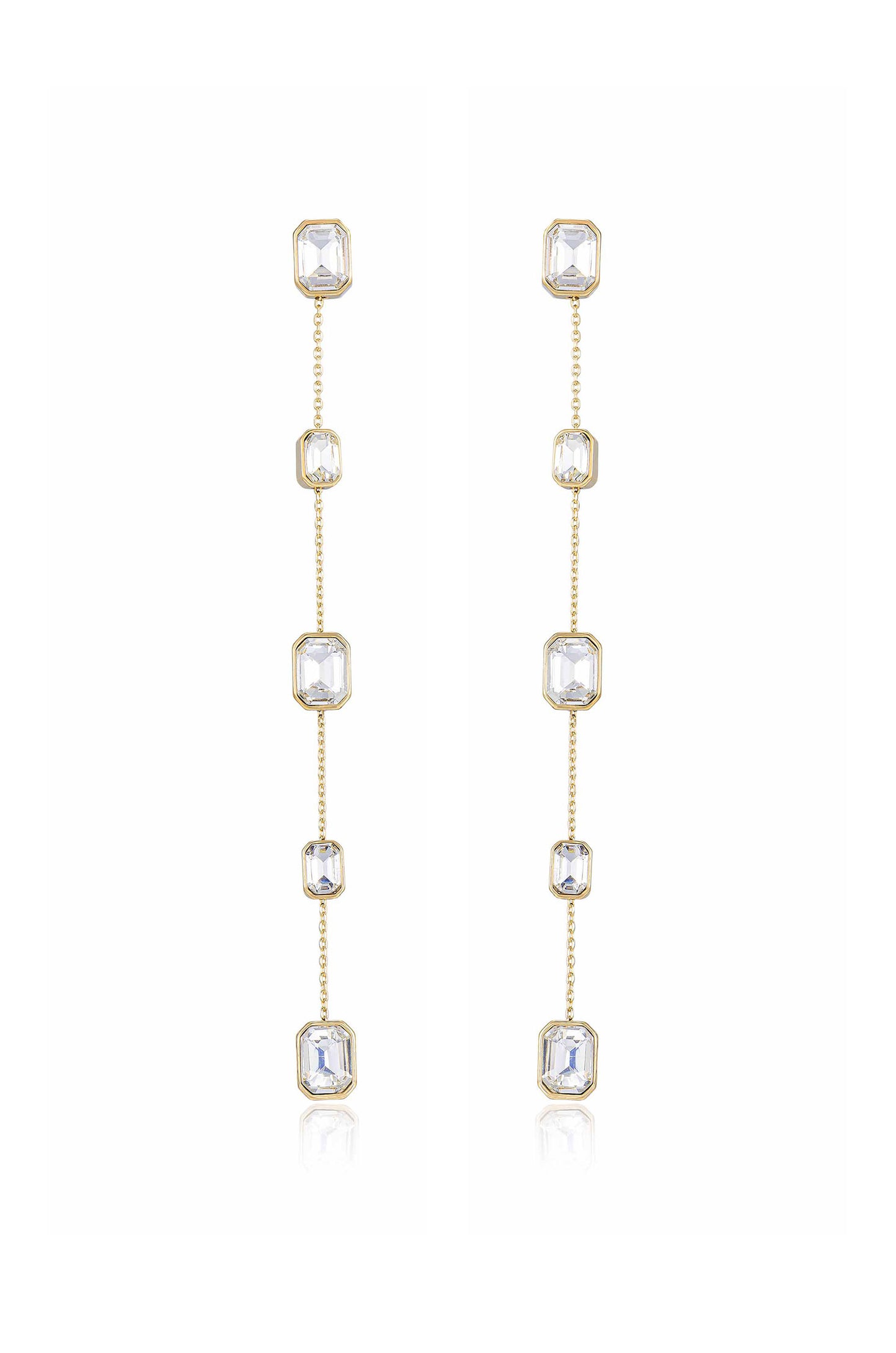 Iconic Crystal Dangle Earrings in clear crystals