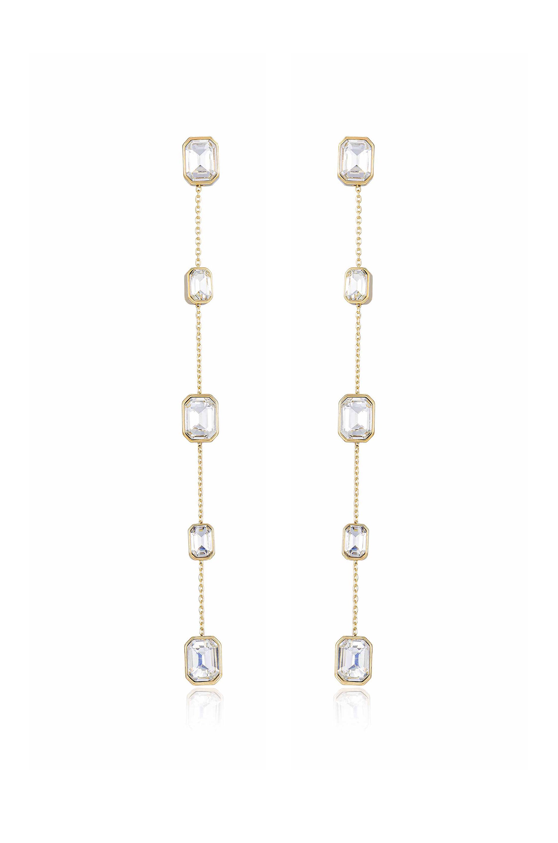 Iconic Crystal Dangle Earrings in clear crystals