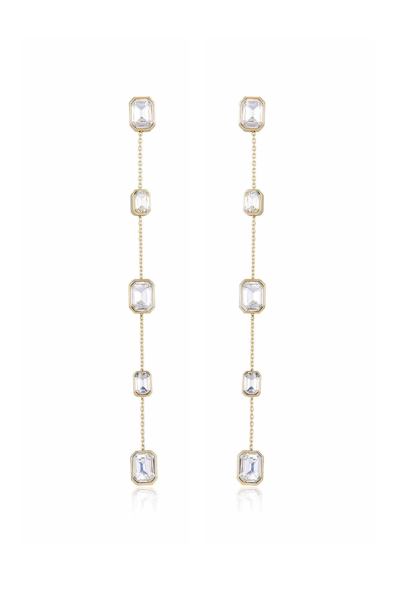 Iconic Crystal Dangle Earrings in clear crystals