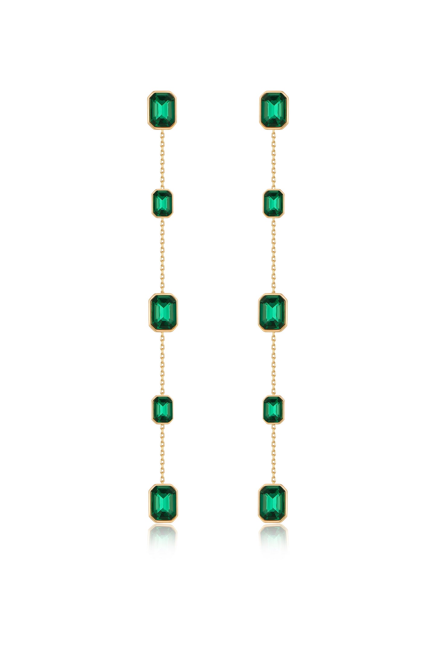 Iconic Crystal Dangle Earrings in green crystals