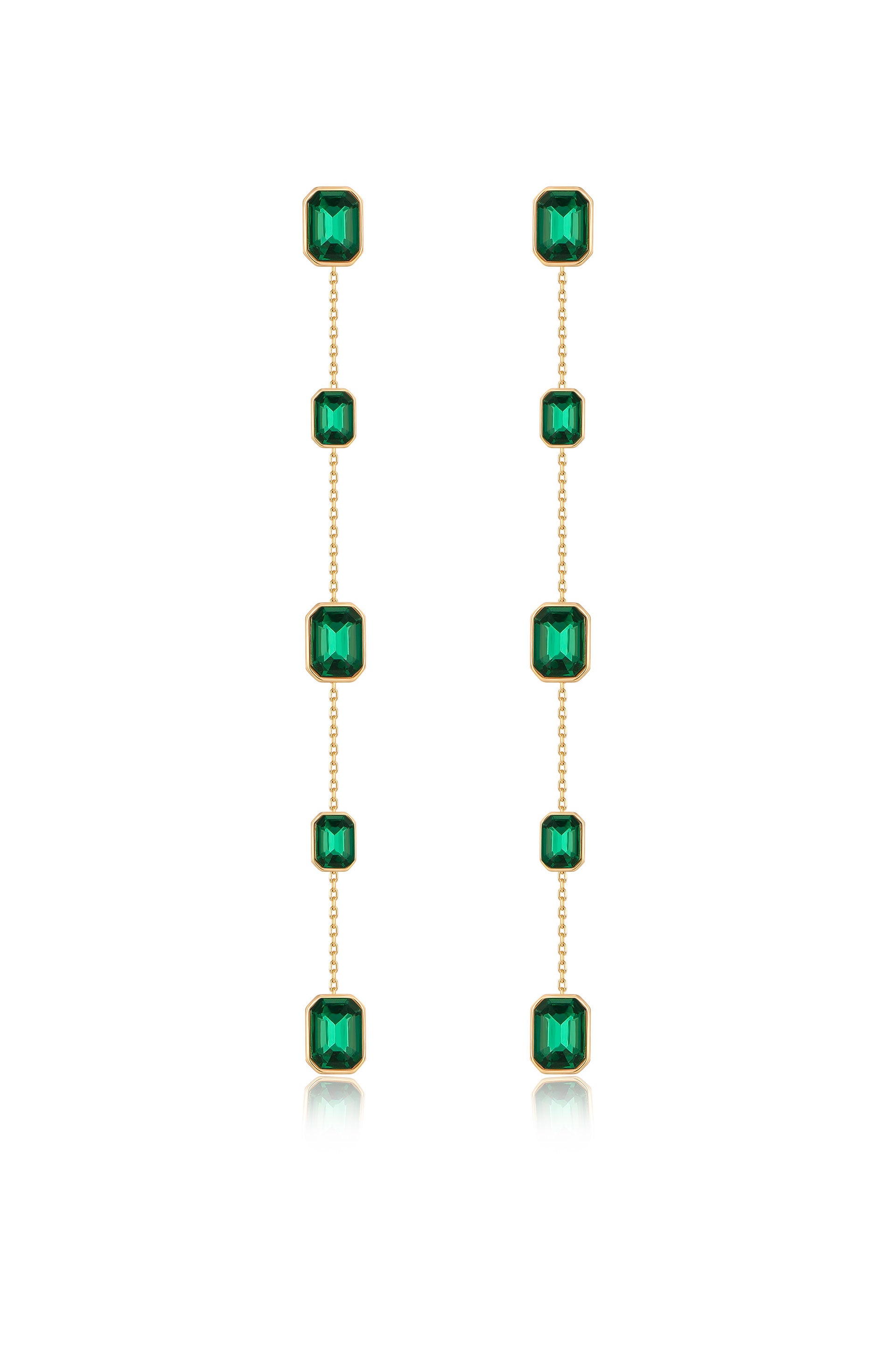 Iconic Crystal Dangle Earrings in green crystals