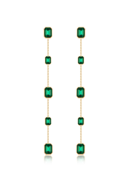 Iconic Crystal Dangle Earrings in green crystals