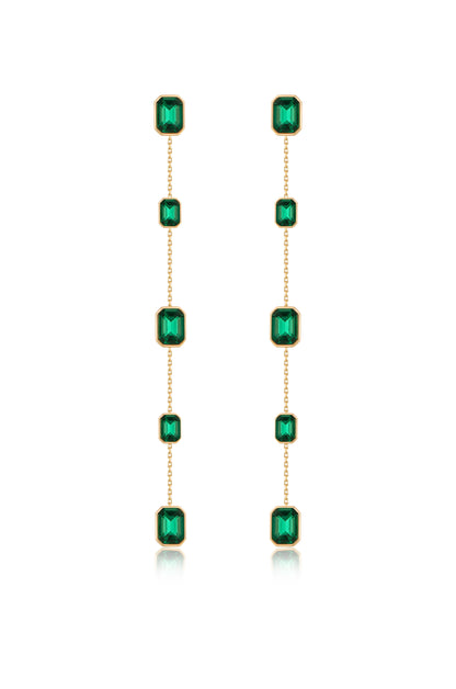 Iconic Crystal Dangle Earrings in green crystals