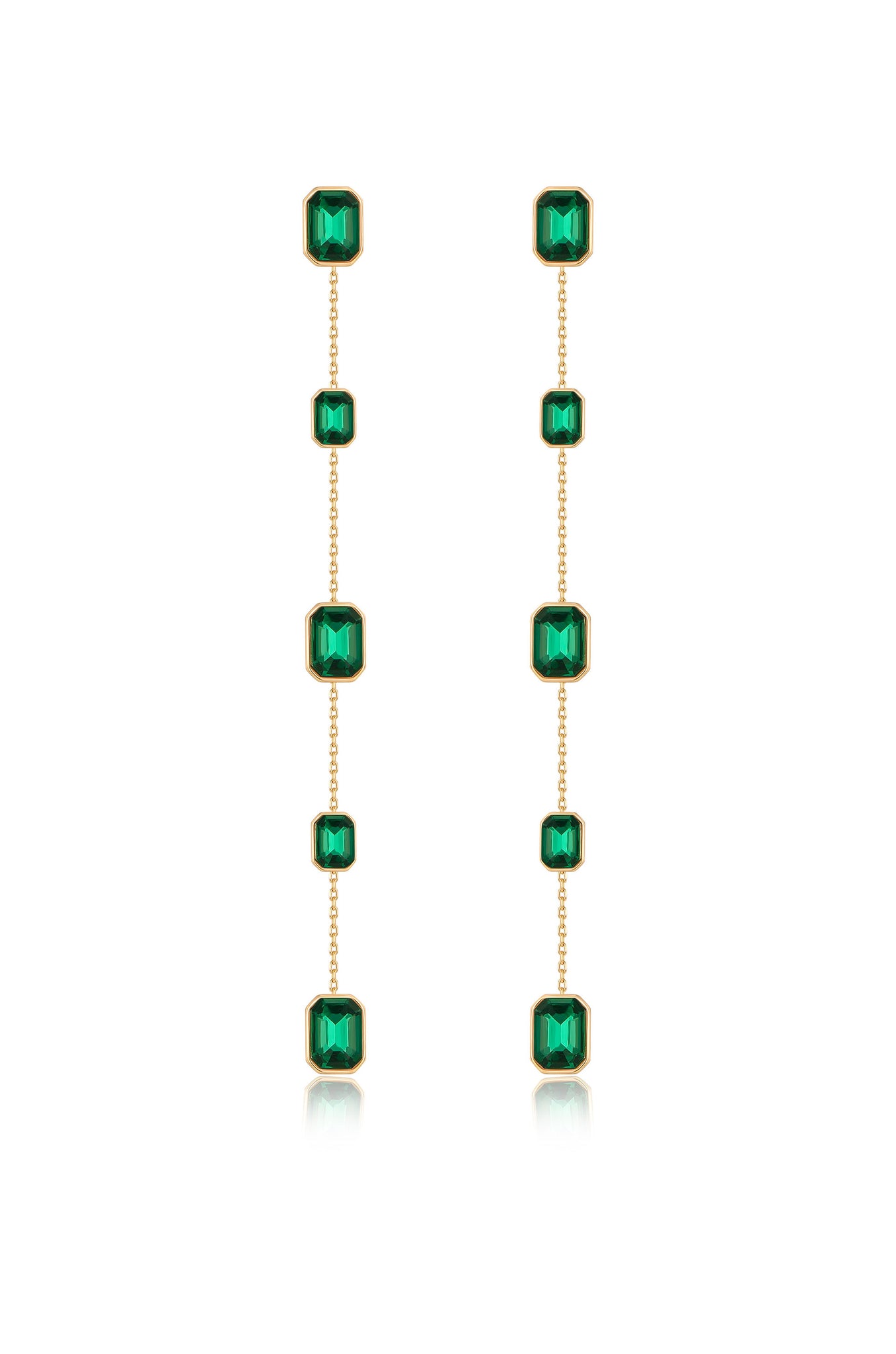 Iconic Crystal Dangle Earrings in green crystals