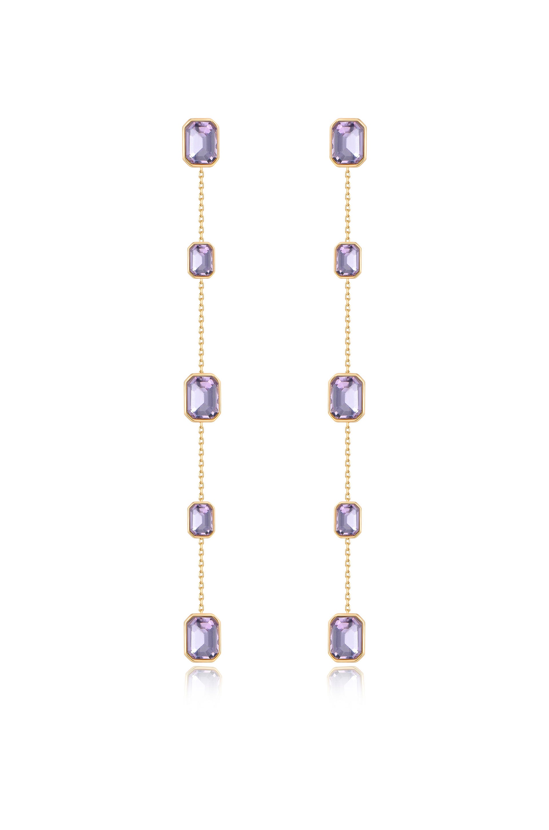 Iconic Crystal Dangle Earrings in light amethyst crystals