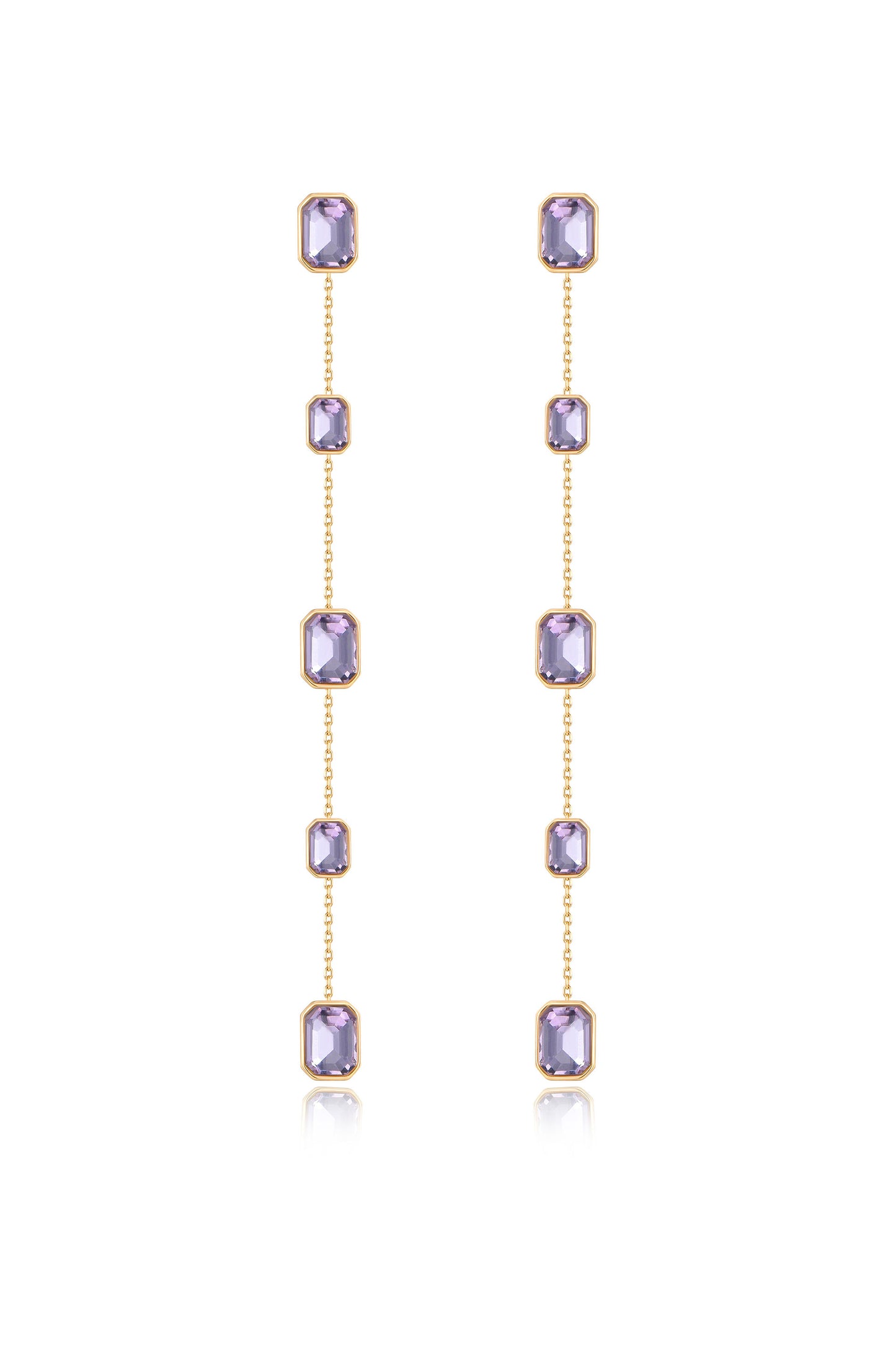 Iconic Crystal Dangle Earrings in light amethyst crystals
