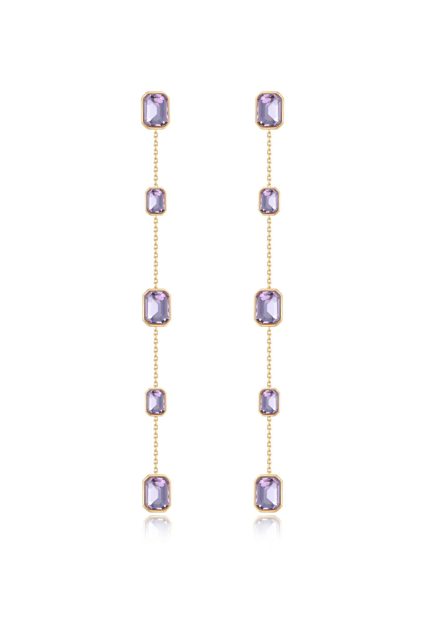 Iconic Crystal Dangle Earrings in light amethyst crystals