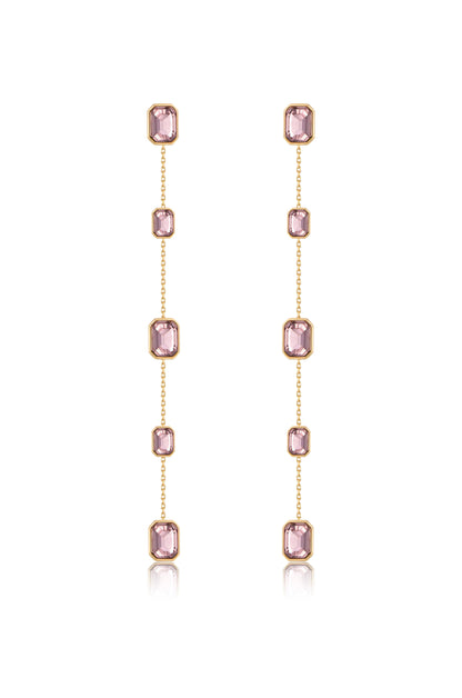 Iconic Crystal Dangle Earrings in light rose crystals