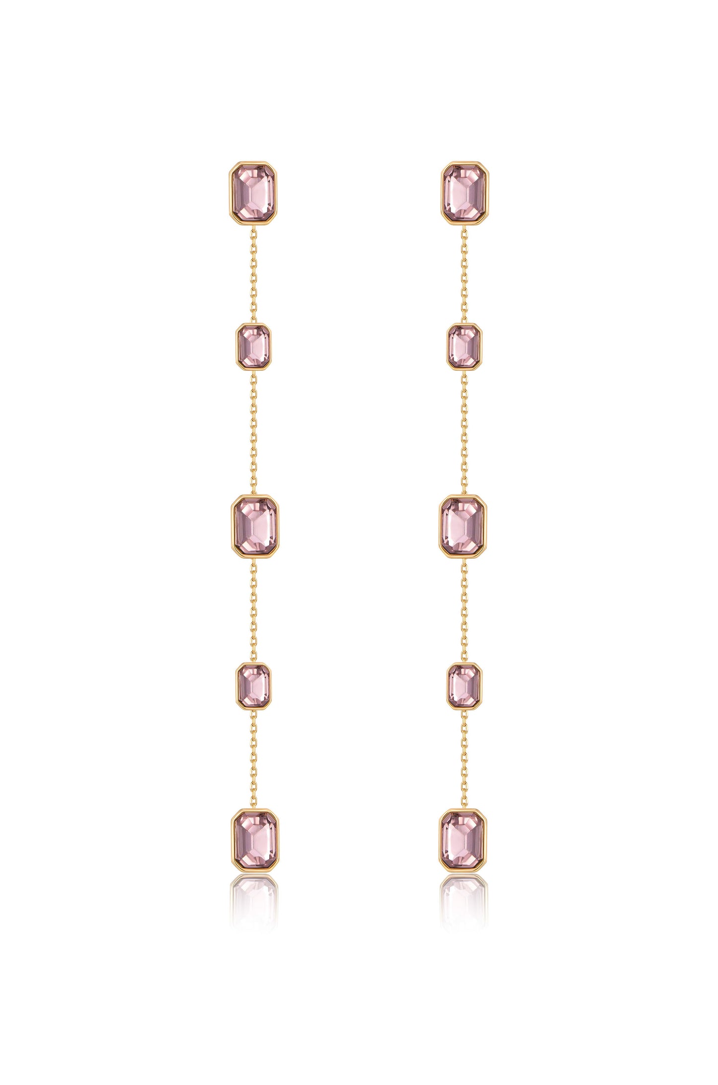 Iconic Crystal Dangle Earrings in light rose crystals