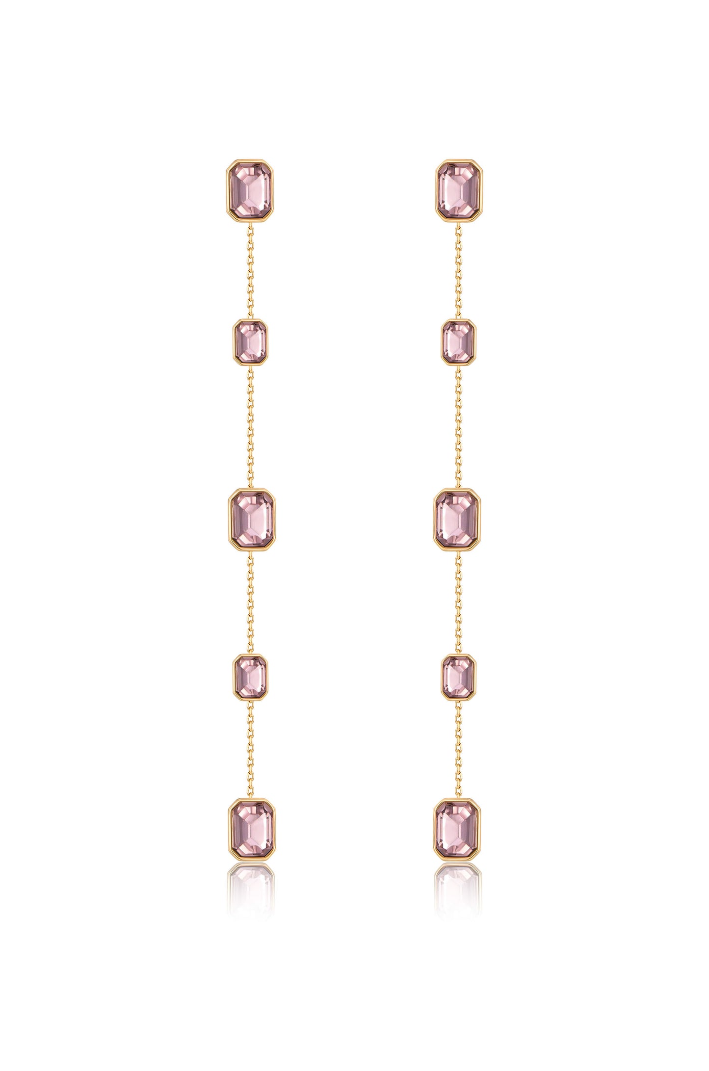 Iconic Crystal Dangle Earrings in light rose crystals