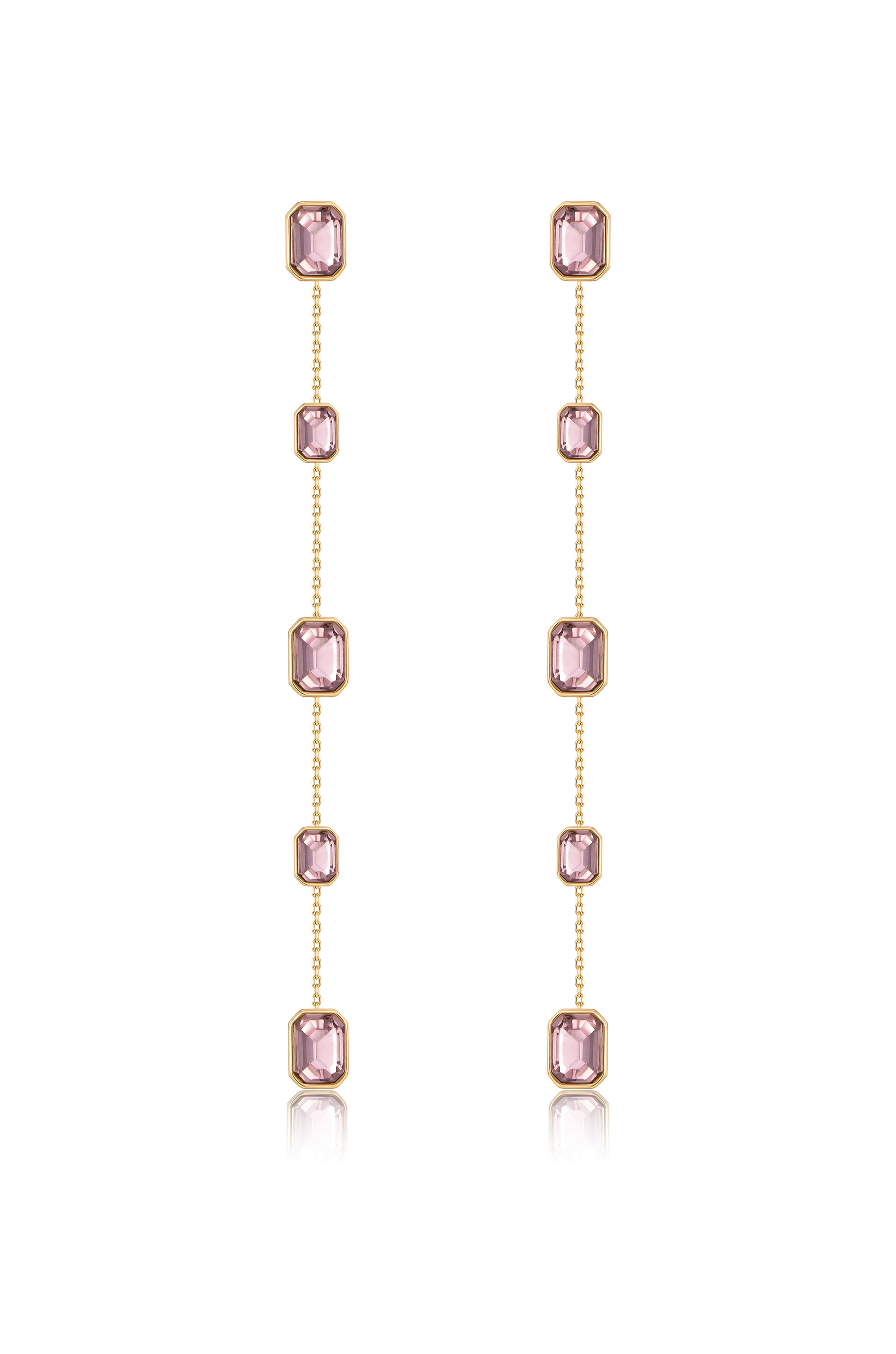 Iconic Crystal Dangle Earrings in light rose crystals